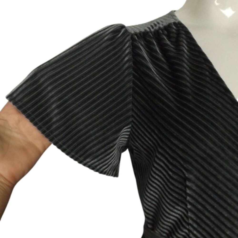 BALTIC BORN Maxi Dress, L, Grey Ribbed Velvet, short sleeves, True Wrap - Picture 5 of 11